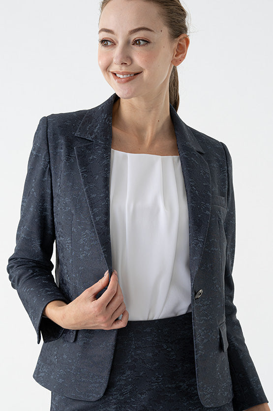 Stretch Jacquard: Ocean Jacquard Tailored Jacket