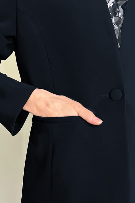 Smart Stretch Long Collarless Jacket