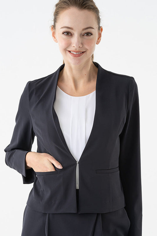 Smart Stretch Front Hook Collarless Jacket