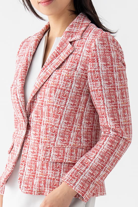 Tweed Print Relaxed Sleeve Tailored Jacket