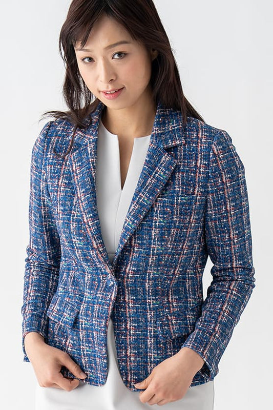 Tweed Print Relaxed Sleeve Tailored Jacket