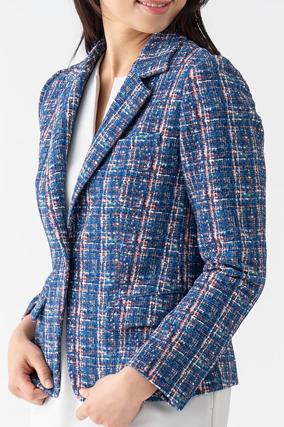 Tweed Print Relaxed Sleeve Tailored Jacket