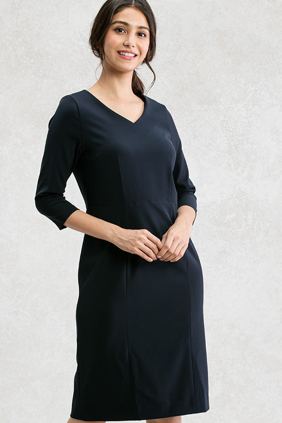 All-Season Material: Smart Stretch V-Neck I-Line Dress
