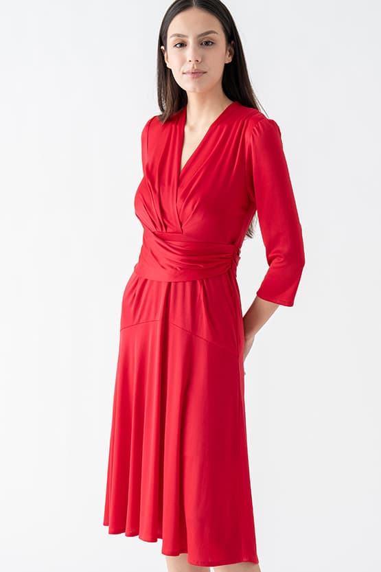 Silk-Like Wrap Dress