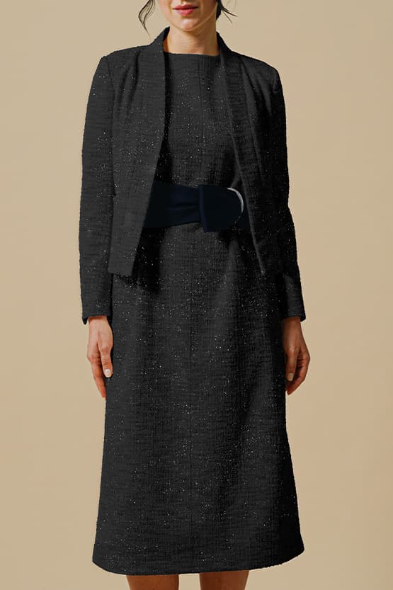 Cotton Blend Tweed: A-Line Sack Dress