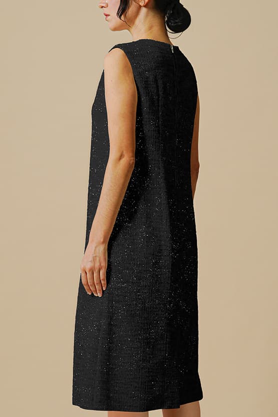 Cotton Blend Tweed: A-Line Sack Dress