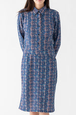 Tweed Print Ponte Shirt Dress