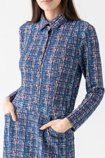 Tweed Print Ponte Shirt Dress