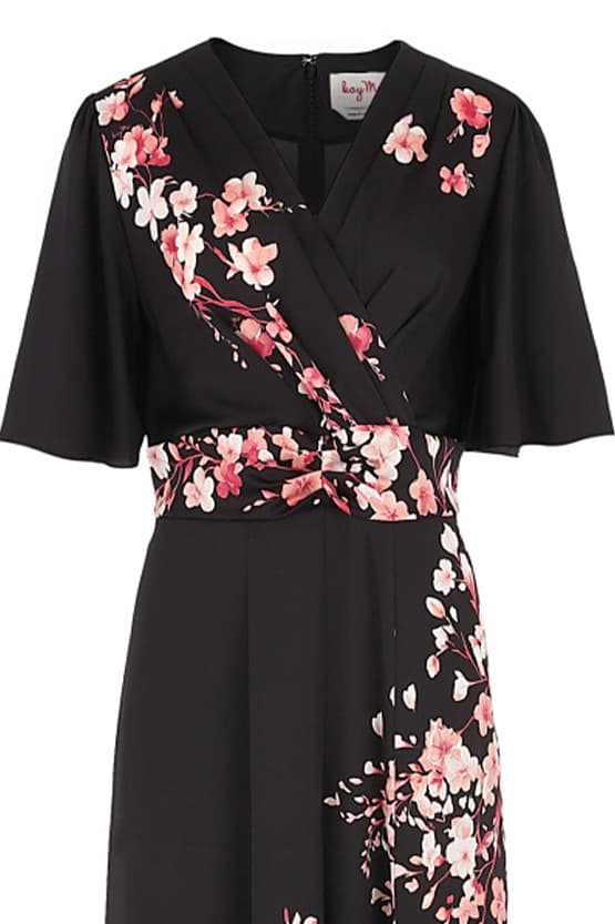 Stretch Georgette SAKURA Flare Dress with Bell Sleeves