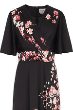 Stretch Georgette SAKURA Flare Dress with Bell Sleeves