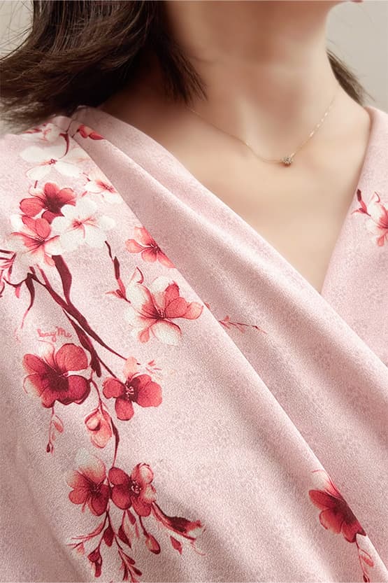 Stretch Georgette SAKURA Flare Dress with Bell Sleeves