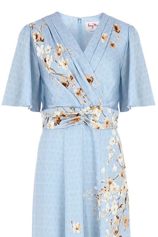 Stretch Georgette SAKURA Flare Dress with Bell Sleeves