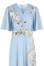 Stretch Georgette SAKURA Flare Dress with Bell Sleeves