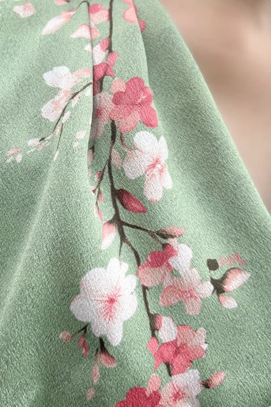 Stretch Georgette SAKURA Flare Dress with Bell Sleeves