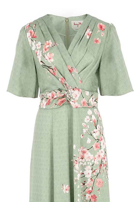 Stretch Georgette SAKURA Flare Dress with Bell Sleeves