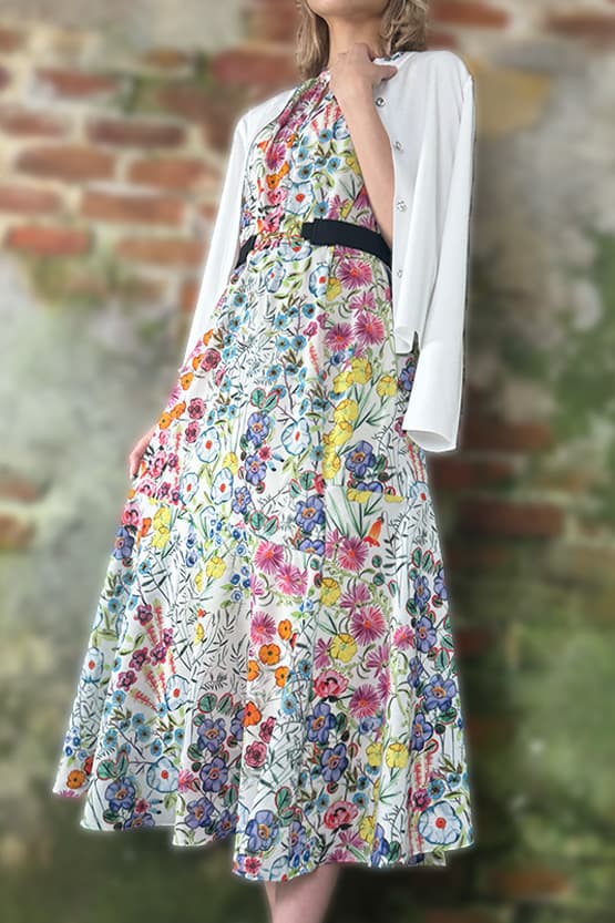 Stretch Chiffon: Stretch Chiffon - Kew Garden Long Mermaid Dress