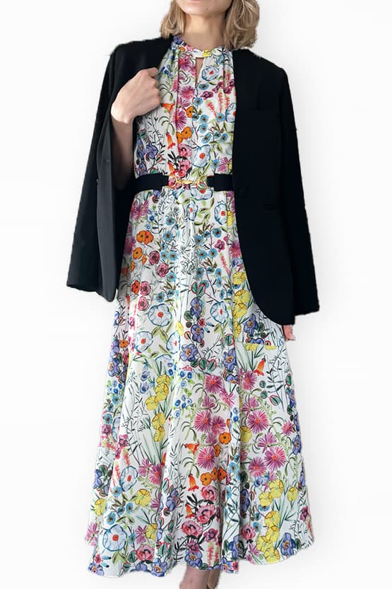 Stretch Chiffon: Stretch Chiffon - Kew Garden Long Mermaid Dress