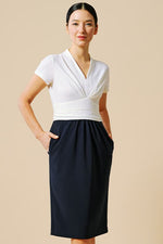 Smart Stretch: Smart Stretch Cool White × Dark Navy Shell Dress