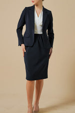 Smart Stretch: Smart Stretch Cool White × Dark Navy Shell Dress