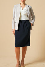 Smart Stretch: Smart Stretch Cool White × Dark Navy Shell Dress