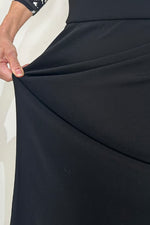 Stretch Jersey x Smart Stretch: Stretch Jersey × Smart Stretch - Shadow Flower × Black Asymmetrical Dress