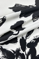 Stretch Jersey x Smart Stretch: Stretch Jersey × Smart Stretch - Shadow Flower × Black Asymmetrical Dress