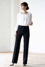 Reproduction / All-Season Material: Smart Stretch Black Straight Pants
