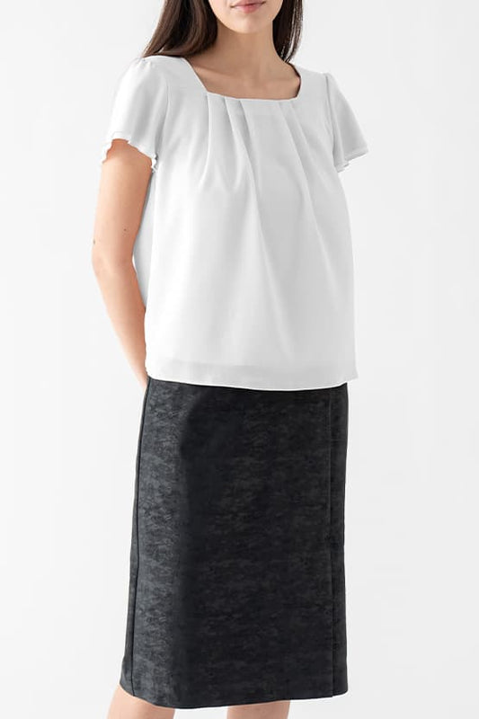 Stretch Jacquard: Jacquard Front Vent Skirt