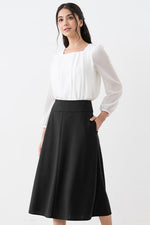 All-Season Material: Smart Stretch Midi A-Line Skirt