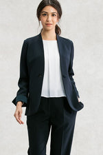 Stretch Chiffon: White Stretch Chiffon Round Neck Top