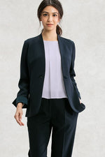 Stretch Chiffon: White Stretch Chiffon Round Neck Top