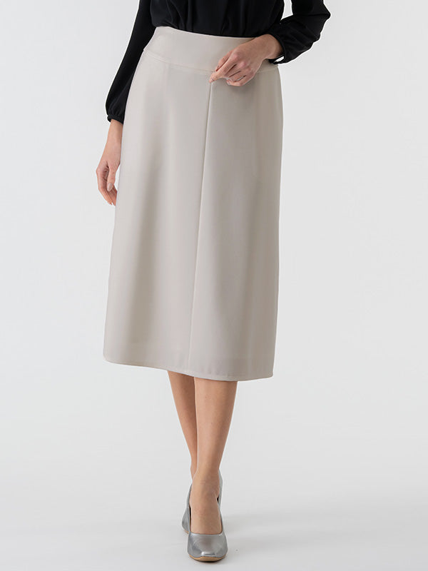 Double Jersey: Greige Mid-Calf Length A-Line Skirt