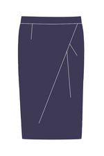 Stretch Jacquard: Stretch Jacquard Navy Design Tuck Skirt