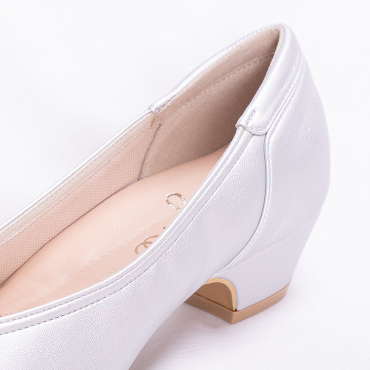 Fluffy Silver Vegan Leather Flats