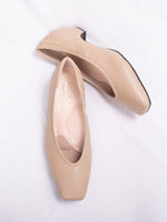 Beige Vegan Leather Fluffy Flats