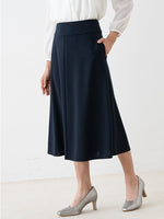 Reproduction / Double Jersey: Navy Mid-Calf A-Line Skirt