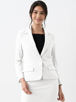 All-Season Material: Smart Stretch White Stretch Blazer Jacket