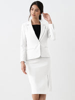 All-Season Material: Smart Stretch White Stretch Blazer Jacket