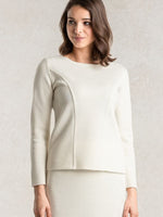 Milky white Milano rib top, designed to be suit-friendly.