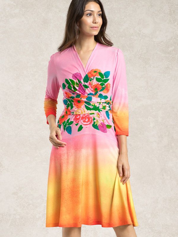 Sunset Bouquet Cache-Coeur Dress