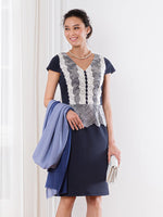 Navy X White Lace Stretch Dress