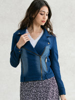 Indigo Stretch Denim Biker Jacket