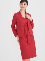 Double Jersey: Red V-Neck Daily Dress