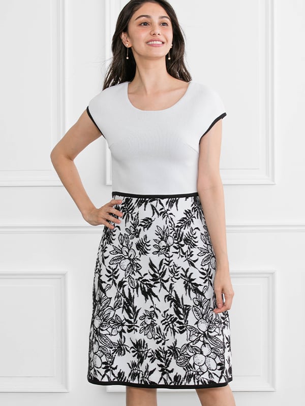 Washable Knit: White Lemon Knit Dress