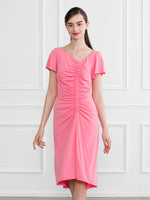 Pink V Gather Dress