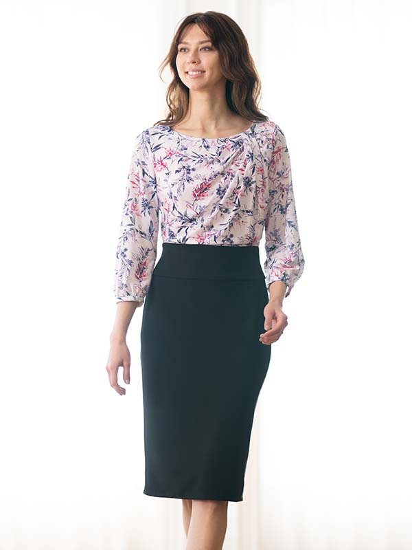 Pink Lavender X Black Decollete Tuck Dress