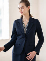 Navy Cotton-Blend Poncho Tailored Jacket