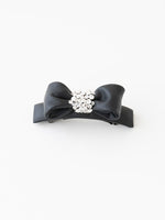 Black Vegan Leather "Puffy" Ribbon Barrette