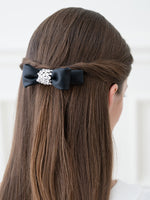 Black Vegan Leather "Puffy" Ribbon Barrette