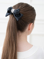 Black Vegan Leather "Puffy" Ribbon Scrunchie